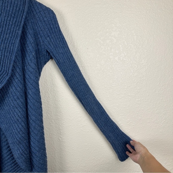 Alpaca International Baby Alpaca Long Sleeve Open Front Waterfall Cardigan Blue - Picture 4 of 9